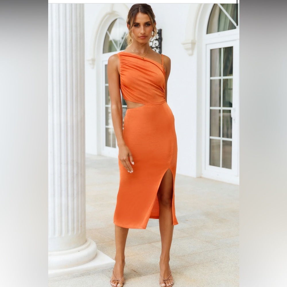 Hello Molly Block it Out Midi Dress in Orange
